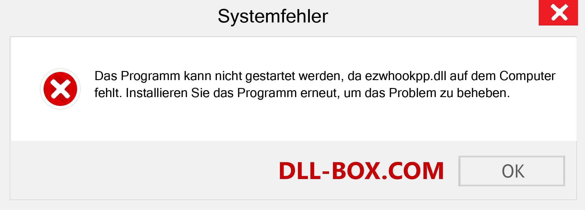 ezwhookpp.dll-Datei fehlt?. Download für Windows 7, 8, 10 - Fix ezwhookpp dll Missing Error unter Windows, Fotos, Bildern